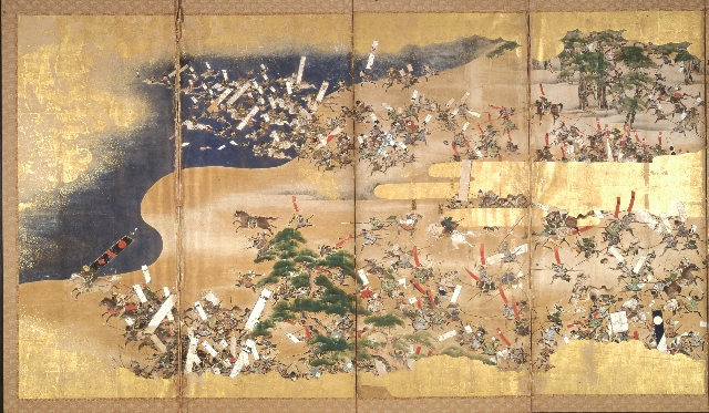 川中島合戦図屏風（左隻の一部）江戸時代　岩国博物館蔵（4/29～5/22右隻、5/24～6/19左隻：第1章で展示）