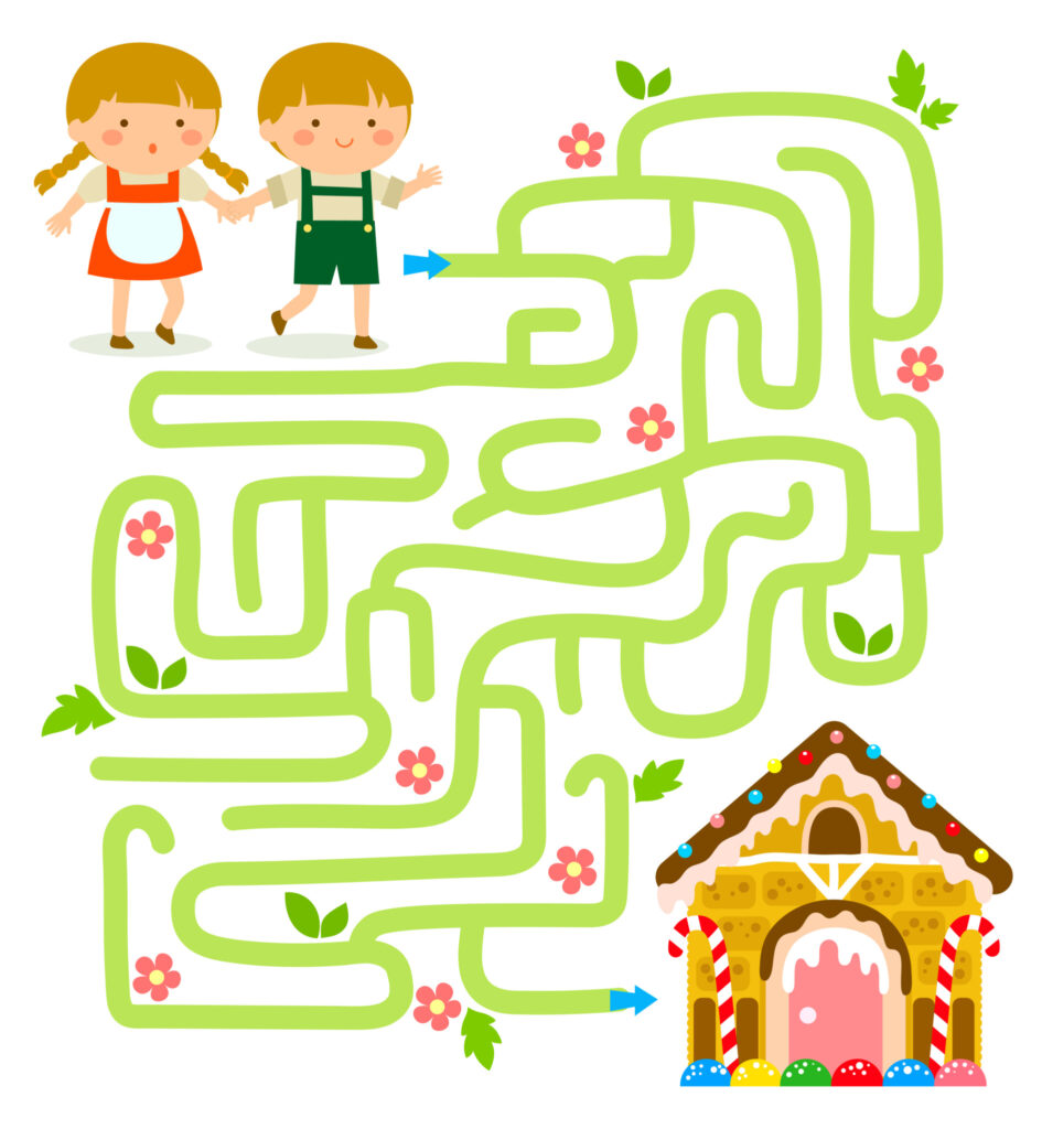 Maze,Game.,Hansel,And,Gretel,Find,The,Gingerbread,House.