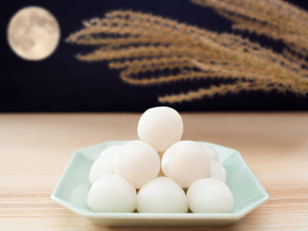 Tsukimi-dango (Japanese dumplings for moon viewing)