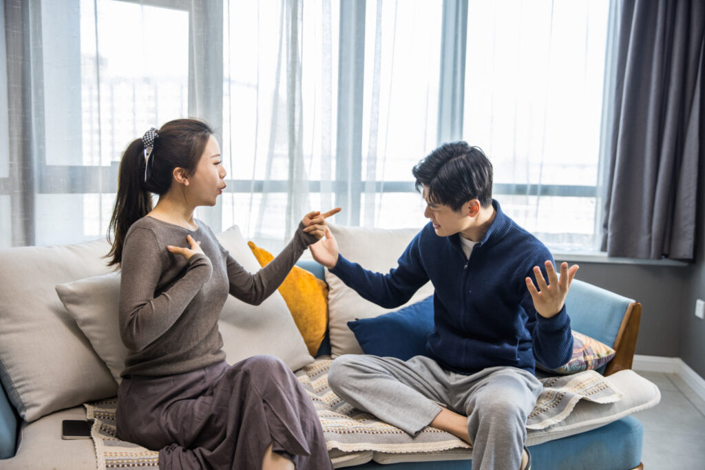 Asian couple are quarreling at home