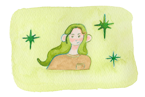緑色の髪の女性のイラスト