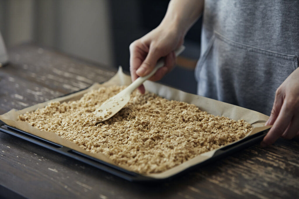 Homemade granola before baking.