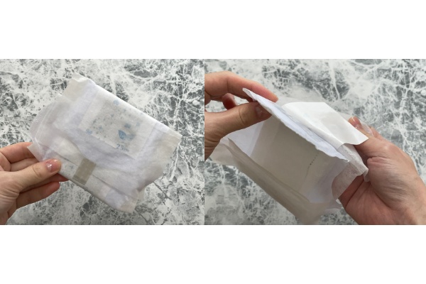 使い方／普段使っているナプキンを用意、包み紙を3分の1はずす