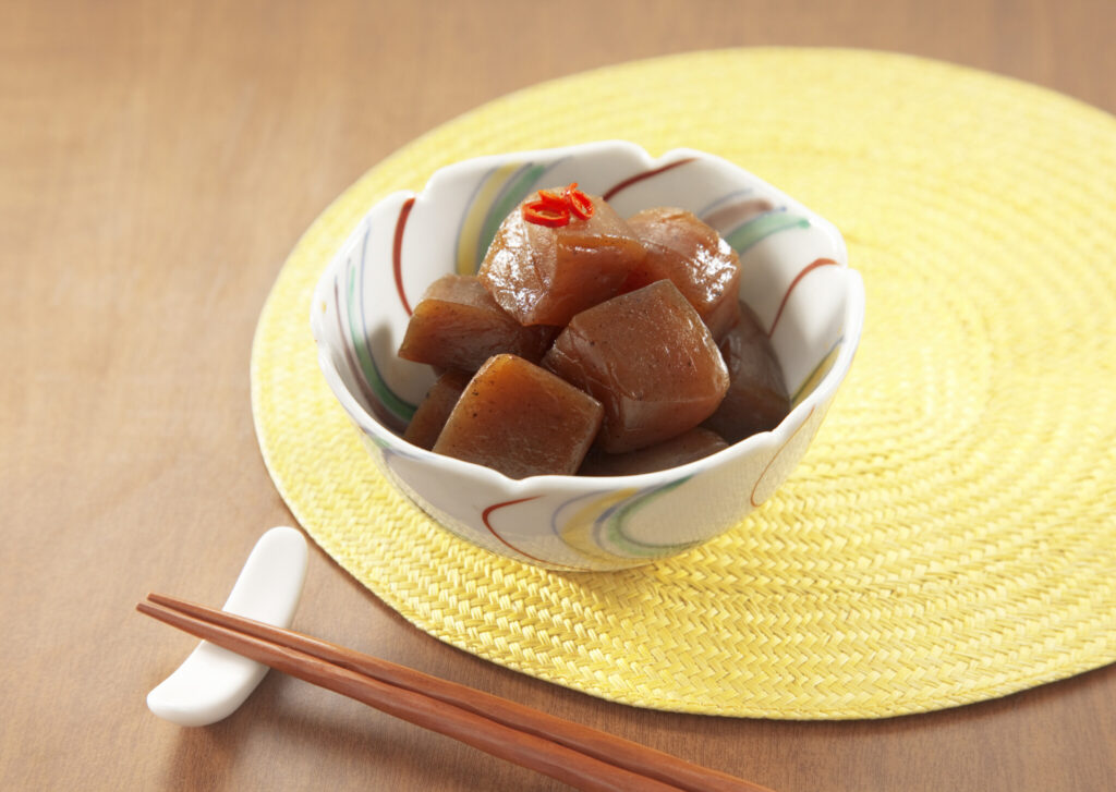 Konjac simmered in spicy soy sauce