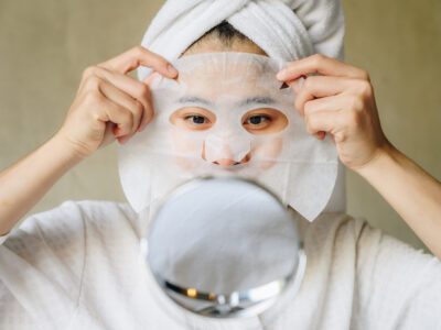 Facial mask is a creamy or thick pasted mask applied to clean or smoothen the face.