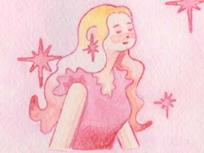 ピンク色の服を着た女性のイラスト